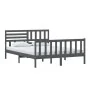 Gray solid wood bed frame 150x200 cm by vidaXL, Beds and slatted bases - Ref: Foro24-3101160, Price: 168,17 €, Discount: %