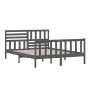Gray solid wood bed frame 150x200 cm by vidaXL, Beds and slatted bases - Ref: Foro24-3101160, Price: 168,17 €, Discount: %