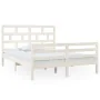 White solid wood bed frame King Size 150x200 cm by vidaXL, Beds and slatted bases - Ref: Foro24-3101289, Price: 147,26 €, Dis...
