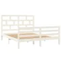 White solid wood bed frame King Size 150x200 cm by vidaXL, Beds and slatted bases - Ref: Foro24-3101289, Price: 147,26 €, Dis...