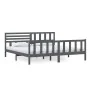 Estructura de cama de madera maciza gris 200x200 cm de vidaXL, Camas y somieres - Ref: Foro24-3101175, Precio: 191,62 €, Desc...