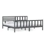 Gray solid wood bed frame 200x200 cm by vidaXL, Beds and slatted bases - Ref: Foro24-3101175, Price: 191,46 €, Discount: %