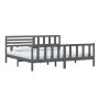 Estructura de cama de madera maciza gris 200x200 cm de vidaXL, Camas y somieres - Ref: Foro24-3101175, Precio: 191,62 €, Desc...