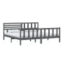 Gray solid wood bed frame 200x200 cm by vidaXL, Beds and slatted bases - Ref: Foro24-3101175, Price: 191,46 €, Discount: %