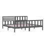 Gray solid wood bed frame 200x200 cm by vidaXL, Beds and slatted bases - Ref: Foro24-3101175, Price: 191,46 €, Discount: %