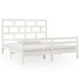 White solid wood bed frame Supe King 180x200 cm by vidaXL, Beds and slatted bases - Ref: Foro24-3101299, Price: 162,48 €, Dis...