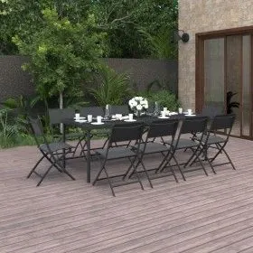 11-piece steel garden dining set by vidaXL, Garden sets - Ref: Foro24-3073508, Price: 543,31 €, Discount: %