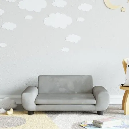 Sofá para niños de terciopelo gris claro 70x45x33 cm by vidaXL, Baby and Toddler Furniture - Ref: Foro24-3196387, Price: 73,7...