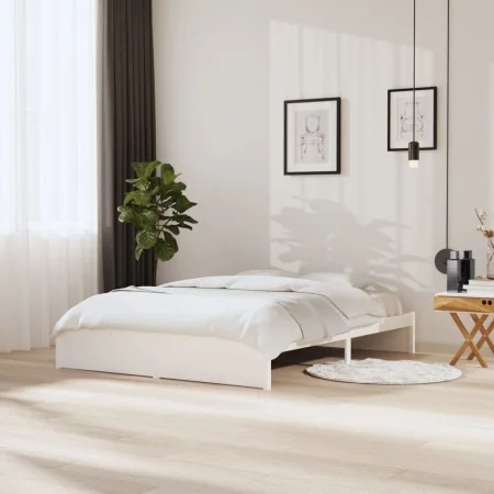 White solid wood bed frame 160x200 cm by vidaXL, Beds and slatted bases - Ref: Foro24-814960, Price: 132,25 €, Discount: %