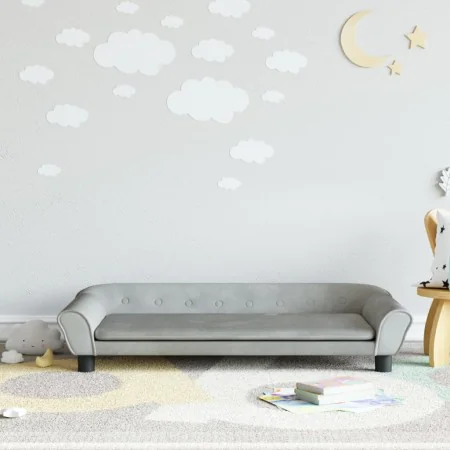 Sofá para niños de terciopelo gris claro 100x50x26 cm de vidaXL, Mobiliario para bebés y niños pequeños - Ref: Foro24-3196394...