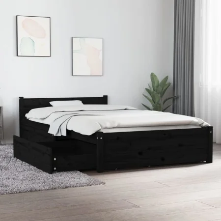 Bettgestell mit Schubladen schwarz 90x200 cm von vidaXL, Betten und Lattenroste - Ref: Foro24-3103487, Preis: 223,85 €, Rabat...