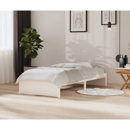 Estructura de cama madera maciza blanco 90x200 cm de vidaXL, Camas y somieres - Ref: Foro24-814935, Precio: 89,72 €, Descuent...