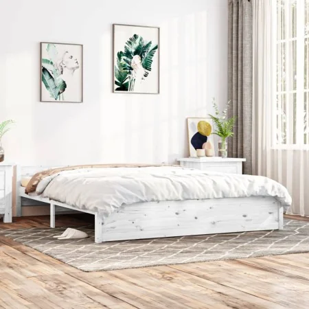 Weißer Massivholzbettrahmen 200x200 cm von vidaXL, Betten und Lattenroste - Ref: Foro24-815065, Preis: 198,90 €, Rabatt: %