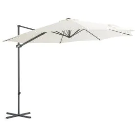 Sombrilla voladiza con poste de acero arena 300 cm de vidaXL, Sombrillas - Ref: Foro24-44628, Precio: 97,38 €, Descuento: %