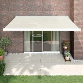 Aluminum and cream fabric retractable awning 4x3 m by vidaXL, Awnings - Ref: Foro24-3154578, Price: 950,79 €, Discount: %