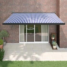 Toldo retráctil aluminio y tela azul y blanco 4,5x3 m by vidaXL, Awnings - Ref: Foro24-3154599, Price: 716,68 €, Discount: %