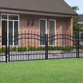 Puerta de valla punta lanza acero recubierto negro 305x151cm by vidaXL, garden gates - Ref: Foro24-151095, Price: 342,60 €, D...