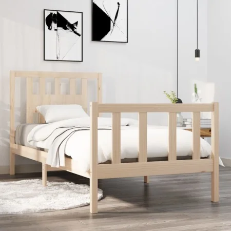 Solid wood bed frame 90x190 cm by vidaXL, Beds and slatted bases - Ref: Foro24-3104093, Price: 91,79 €, Discount: %