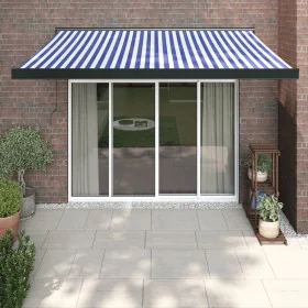 Einziehbare Markise aus Aluminium und blau-weißem Stoff, 3 x 2,5 m von vidaXL, Markisen - Ref: Foro24-3154596, Preis: 537,22 ...