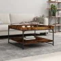 Mesa de centro madera ingeniería y hierro roble humo 80x80x45cm de vidaXL, Mesas de centro - Ref: Foro24-832815, Precio: 61,3...