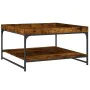 Mesa de centro madera ingeniería y hierro roble humo 80x80x45cm de vidaXL, Mesas de centro - Ref: Foro24-832815, Precio: 61,3...