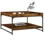 Mesa de centro madera ingeniería y hierro roble humo 80x80x45cm de vidaXL, Mesas de centro - Ref: Foro24-832815, Precio: 61,3...