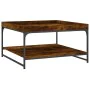 Mesa de centro madera ingeniería y hierro roble humo 80x80x45cm de vidaXL, Mesas de centro - Ref: Foro24-832815, Precio: 61,3...