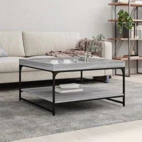 Sonoma gray engineered wood and iron coffee table 80x80x45 cm by vidaXL, Coffee table - Ref: Foro24-832816, Price: 62,23 €, D...