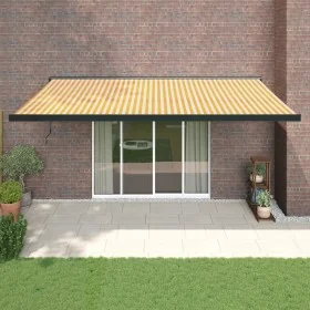 Retractable aluminum and yellow and white fabric awning 5x3 m by vidaXL, Awnings - Ref: Foro24-3154610, Price: 781,68 €, Disc...