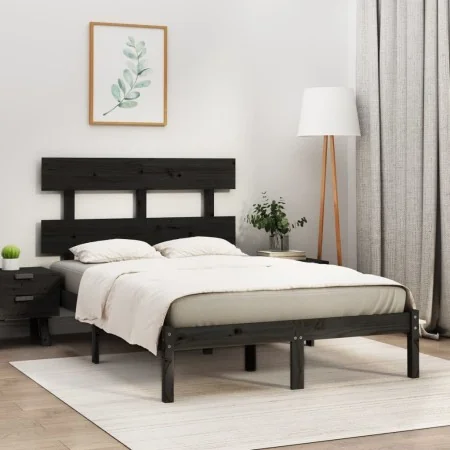 Schwarzer Massivholzbettrahmen 140x190 cm von vidaXL, Betten und Lattenroste - Ref: Foro24-3104657, Preis: 150,61 €, Rabatt: %
