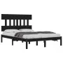 Black solid wood bed frame 200x200 cm by vidaXL, Beds and slatted bases - Ref: Foro24-3104762, Price: 156,86 €, Discount: %
