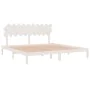 White solid wood bed frame 200x200 cm by vidaXL, Beds and slatted bases - Ref: Foro24-3104889, Price: 140,72 €, Discount: %