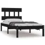 Black solid wood bed frame 100x200 cm by vidaXL, Beds and slatted bases - Ref: Foro24-3104732, Price: 117,71 €, Discount: %