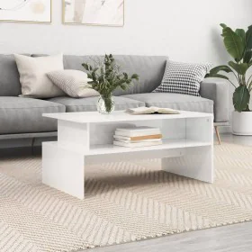 Glänzend weißer Couchtisch aus Holzwerkstoff, 90 x 55 x 42,5 cm von vidaXL, Couchtisch - Ref: Foro24-834282, Preis: 54,69 €, ...