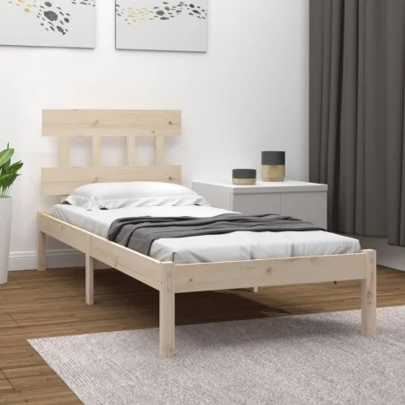 Solid wood single bed frame 90x200 cm by vidaXL, Beds and slatted bases - Ref: Foro24-3104723, Price: 78,27 €, Discount: %
