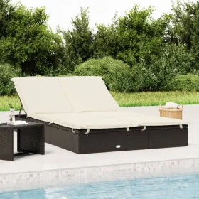 2-Personen-Sonnenliege aus synthetischem Rattan mit schwarzen Kissen von vidaXL, Liegen - Ref: Foro24-319645, Preis: 240,50 €...