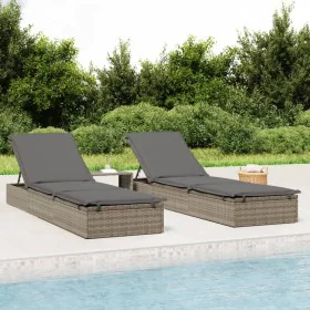 Liege 1 Stück mit grauem synthetischem Rattankissen 201x55x62 cm von vidaXL, Liegen - Ref: Foro24-319631, Preis: 168,64 €, Ra...