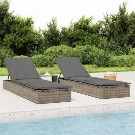 Lounger 1 pc with gray synthetic rattan cushion 201x55x62 cm by vidaXL, Loungers - Ref: Foro24-319631, Price: 168,64 €, Disco...