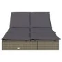 Double sun lounger made of synthetic rattan with grey cushions by vidaXL, Loungers - Ref: Foro24-319646, Price: 265,98 €, Dis...