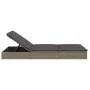 Double sun lounger made of synthetic rattan with grey cushions by vidaXL, Loungers - Ref: Foro24-319646, Price: 265,98 €, Dis...