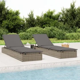 1 sun lounger with gray synthetic rattan table by vidaXL, Loungers - Ref: Foro24-319633, Price: 178,90 €, Discount: %