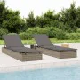 1 sun lounger with gray synthetic rattan table by vidaXL, Loungers - Ref: Foro24-319633, Price: 178,51 €, Discount: %