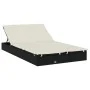 Double sun lounger with foldable canopy, made of black PE rattan, measuring 213x118x97 cm. by vidaXL, Loungers - Ref: Foro24-...