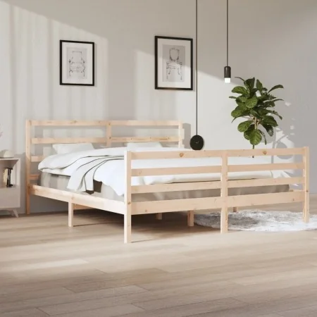 Solid pine wood bed frame 200x200 cm by vidaXL, Beds and slatted bases - Ref: Foro24-3105026, Price: 134,49 €, Discount: %
