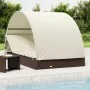 2-person sun lounger with round awning, brown PE rattan, 211x112x140 cm by vidaXL, Loungers - Ref: Foro24-319653, Price: 307,...