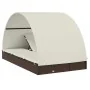 Tumbona 2 personas toldo redondo ratán PE marrón 211x112x140 cm de vidaXL, Tumbonas - Ref: Foro24-319653, Precio: 307,27 €, D...