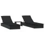 2 pcs sun loungers with black synthetic rattan table by vidaXL, Loungers - Ref: Foro24-319636, Price: 330,98 €, Discount: %