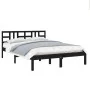 Estructura de cama de madera maciza negra 140x190 cm de vidaXL, Camas y somieres - Ref: Foro24-3105389, Precio: 156,51 €, Des...