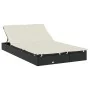 Tumbona 2 personas toldo redondo ratán PE negro 211x112x140 cm de vidaXL, Tumbonas - Ref: Foro24-319654, Precio: 290,39 €, De...