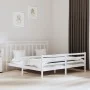 White solid wood bed frame 200x200 cm by vidaXL, Beds and slatted bases - Ref: Foro24-3105336, Price: 154,65 €, Discount: %